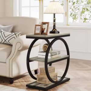 Wooden Top Metal Frame End Table