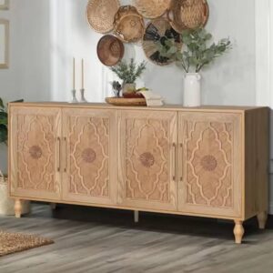 Hand Carved Vintage Wood Console Storage