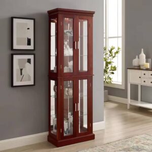 Wooden Cabinet With Adjustable Glass Shelves
