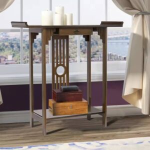 Rustic Bamboo Porch Table With Drawer