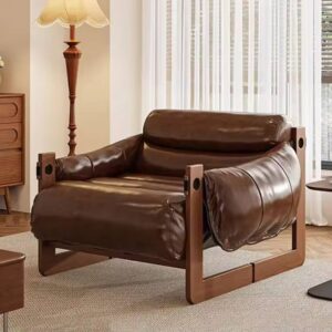 Oil Wax Leather Nordic Lazy Armchair