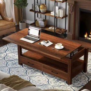 Retro Wooden Lift Tabletop With Drawers
