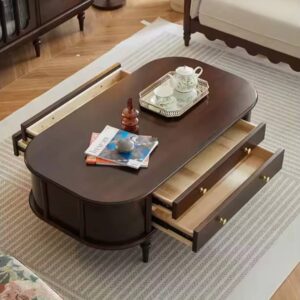 French Vintage Oval Walnut Coffee Table