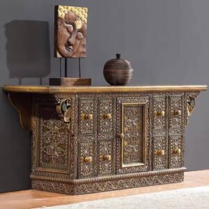 Retro Thai Style Wood Partition Cabinet